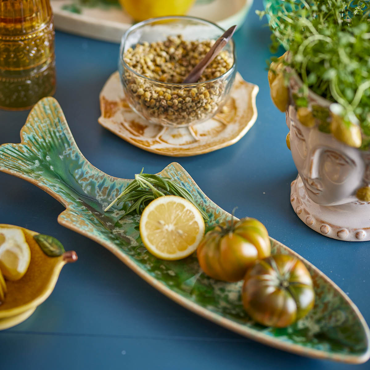 Creative Collection Hadden serveringsfat 42x3,5x13 cm grön