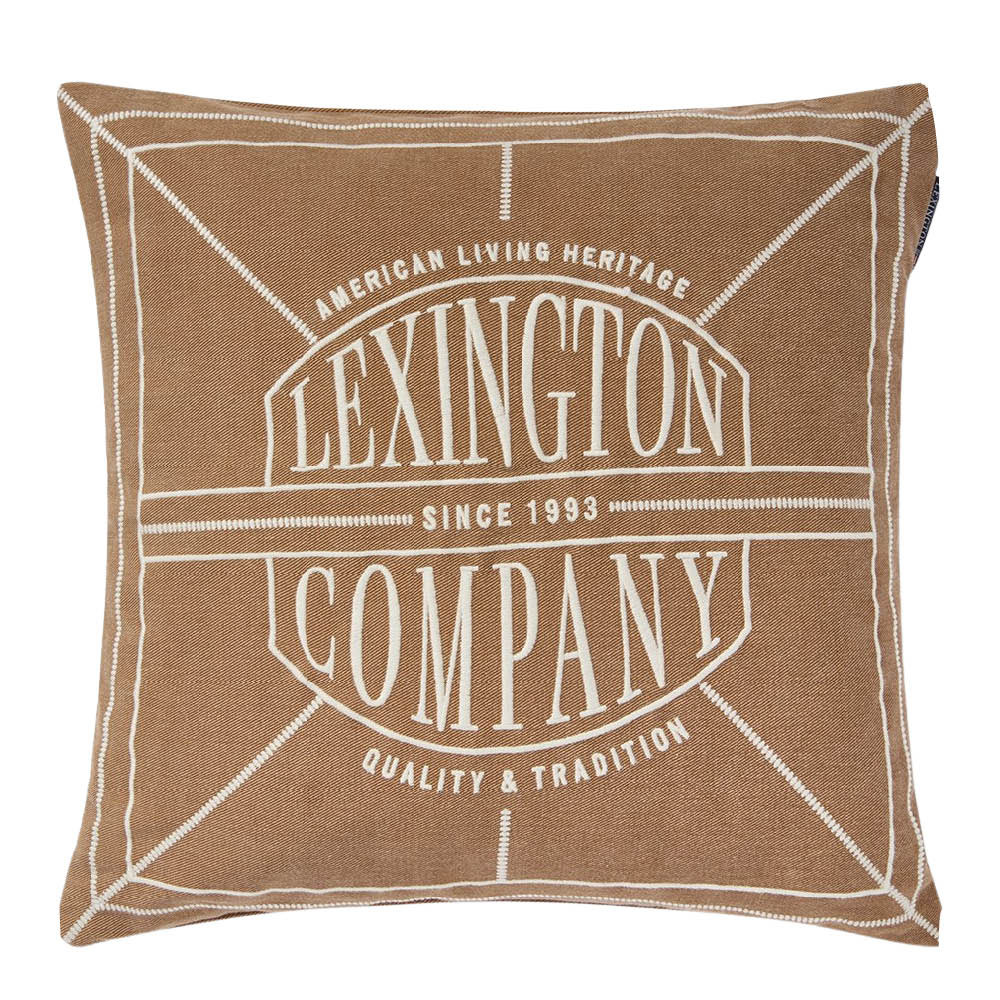 Lexington Logo Washed kuddfodral 50x50 cm fudge/ljusbeige