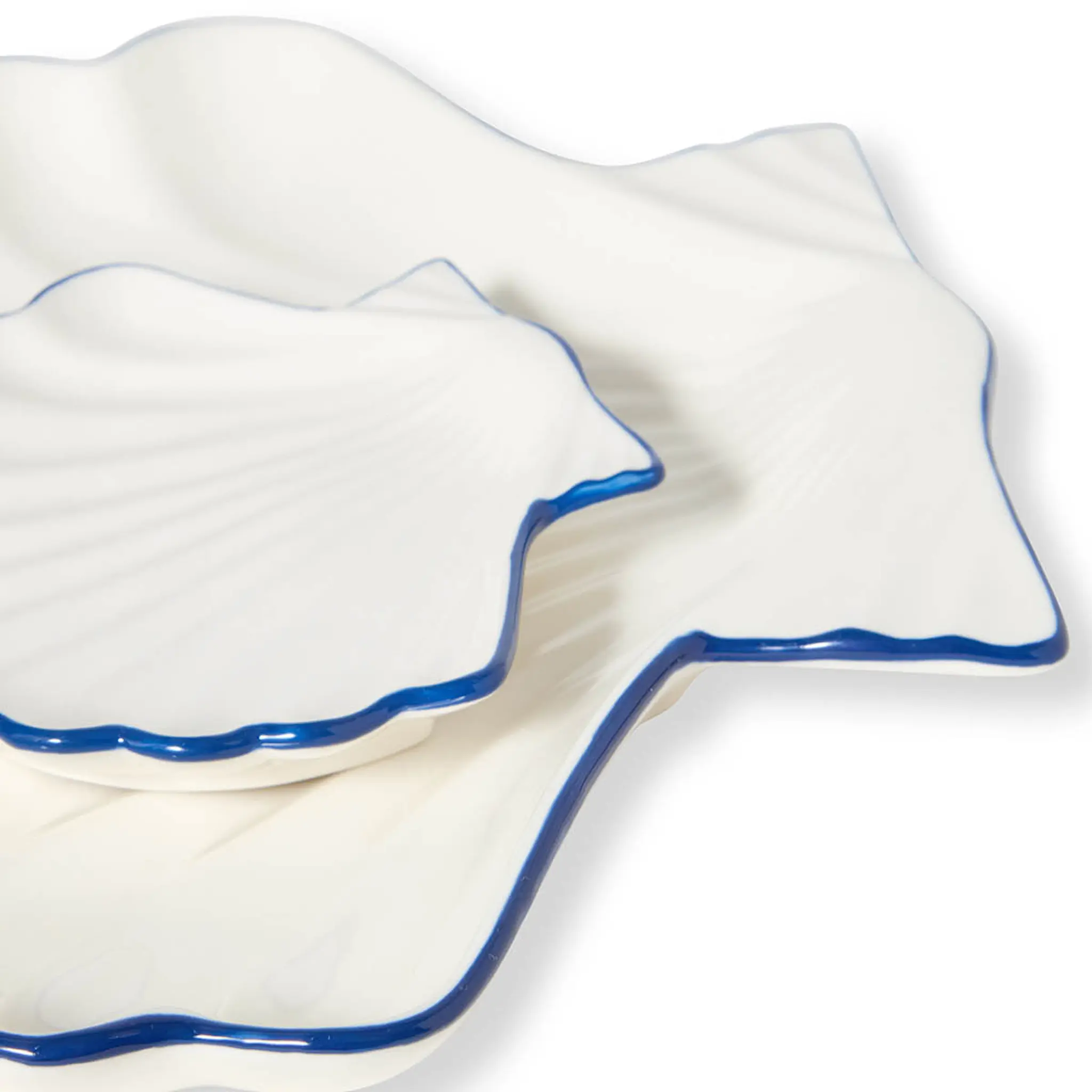 Lexington Snäcka serveringsfat stort 34 cm vit/blå