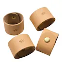 Servettring i läder 3 cm 4-pack ljusbrun