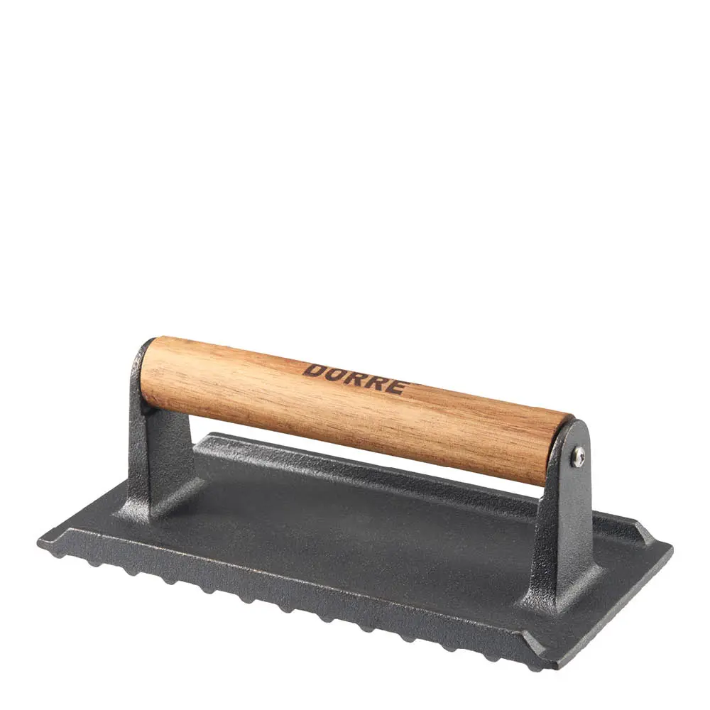 Griffin grillpresse med trehåndtak 20 cm støpejern