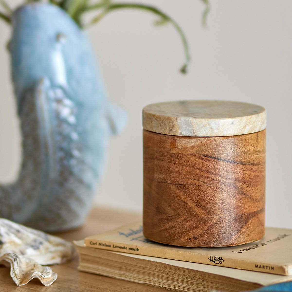 Bloomingville Lisanne Purkki kannella 10x10,5 cm Luonnonväri