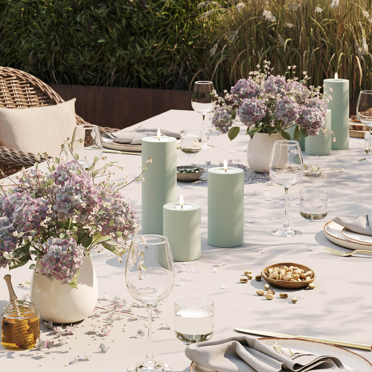 DeluxeHomeart LED utomhus blockljus 7,5 x 15 cm salviagrön