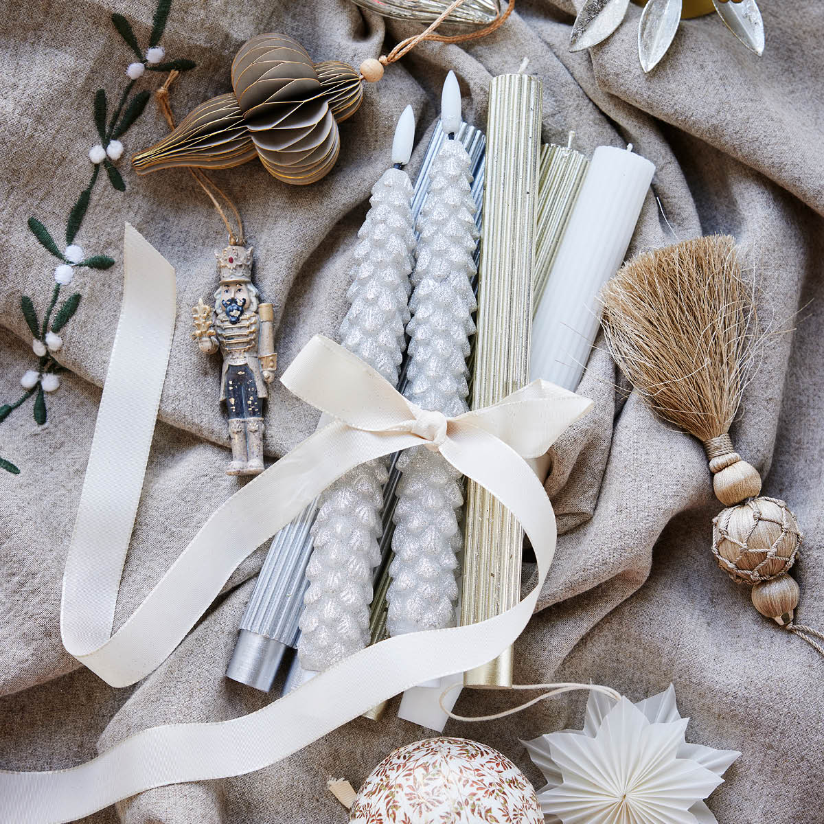 Lene Bjerre Livissia stearinlys 24,5 cm 2 stk sølv