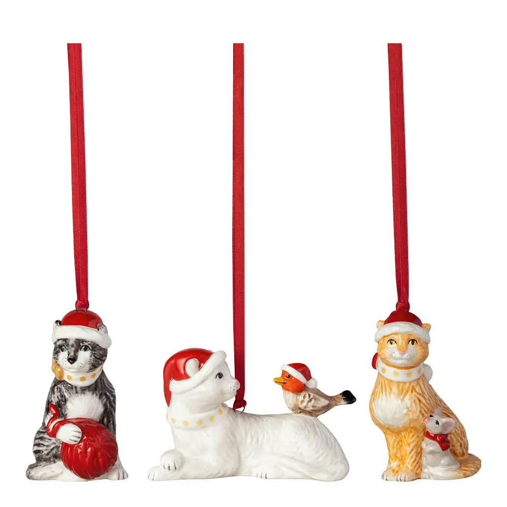 Nostalgic Ornament katt 19,5x14 cm 3 stk multi