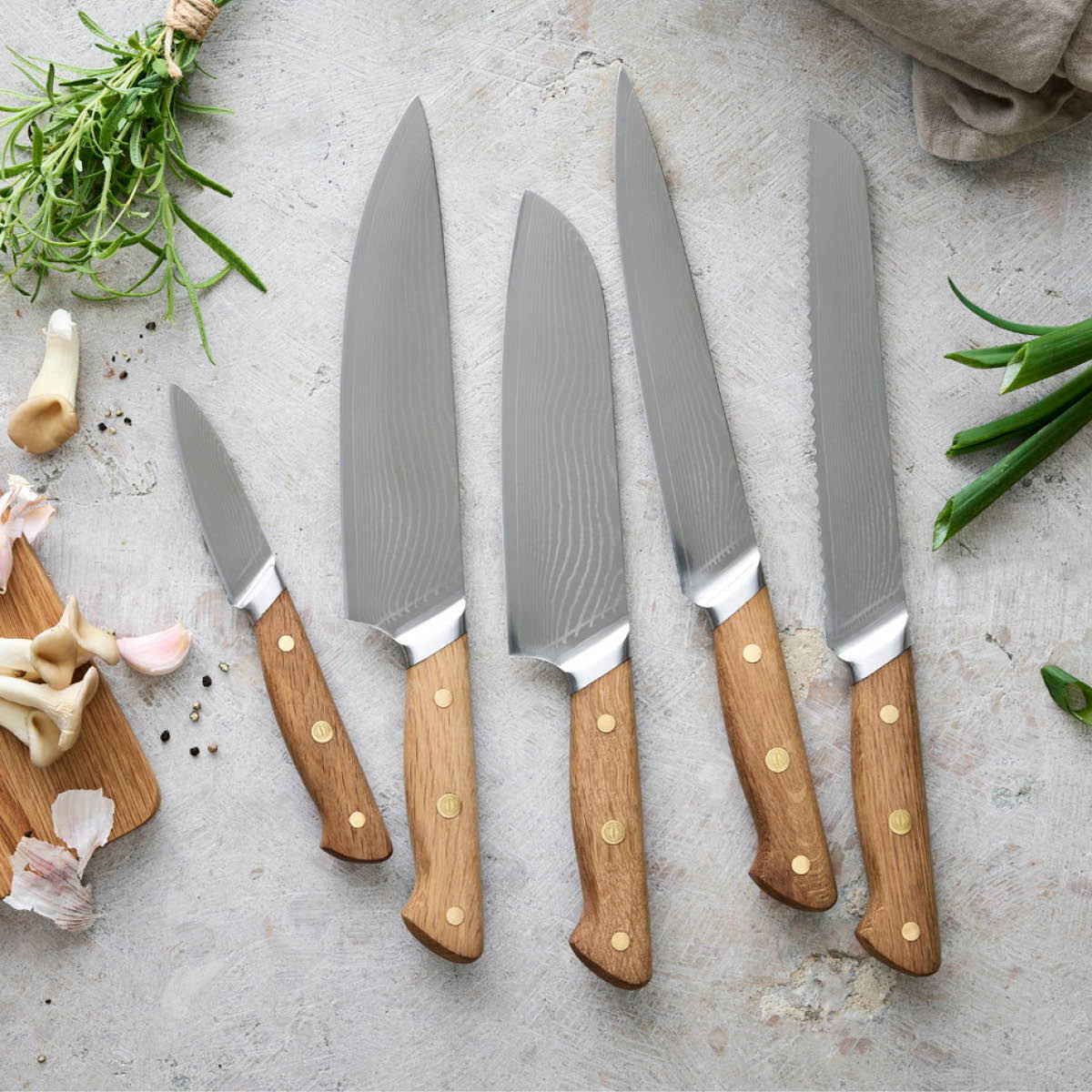 Pillivuyt Gourmet Douron lihaveitsi 33 cm damaskusteräs/tammi