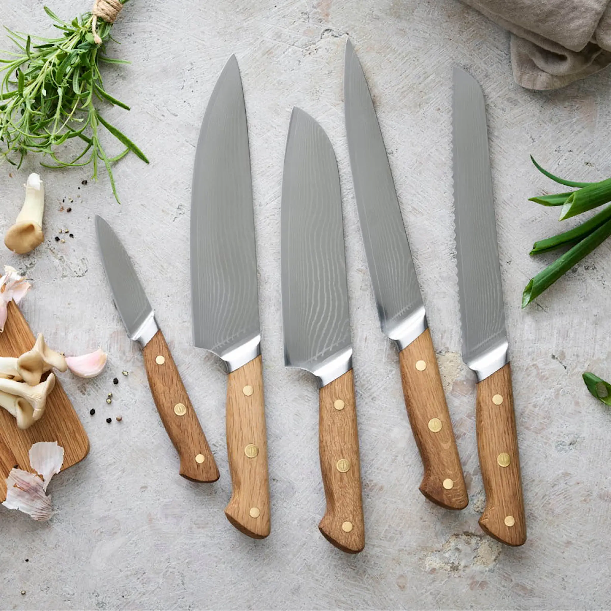 Pillivuyt Gourmet Douron lihaveitsi 33 cm damaskusteräs/tammi