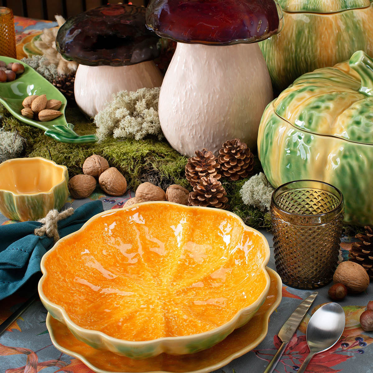 Bordallo Pinheiro Pumpkin terrin 4,3L gresskar oransje/grønn