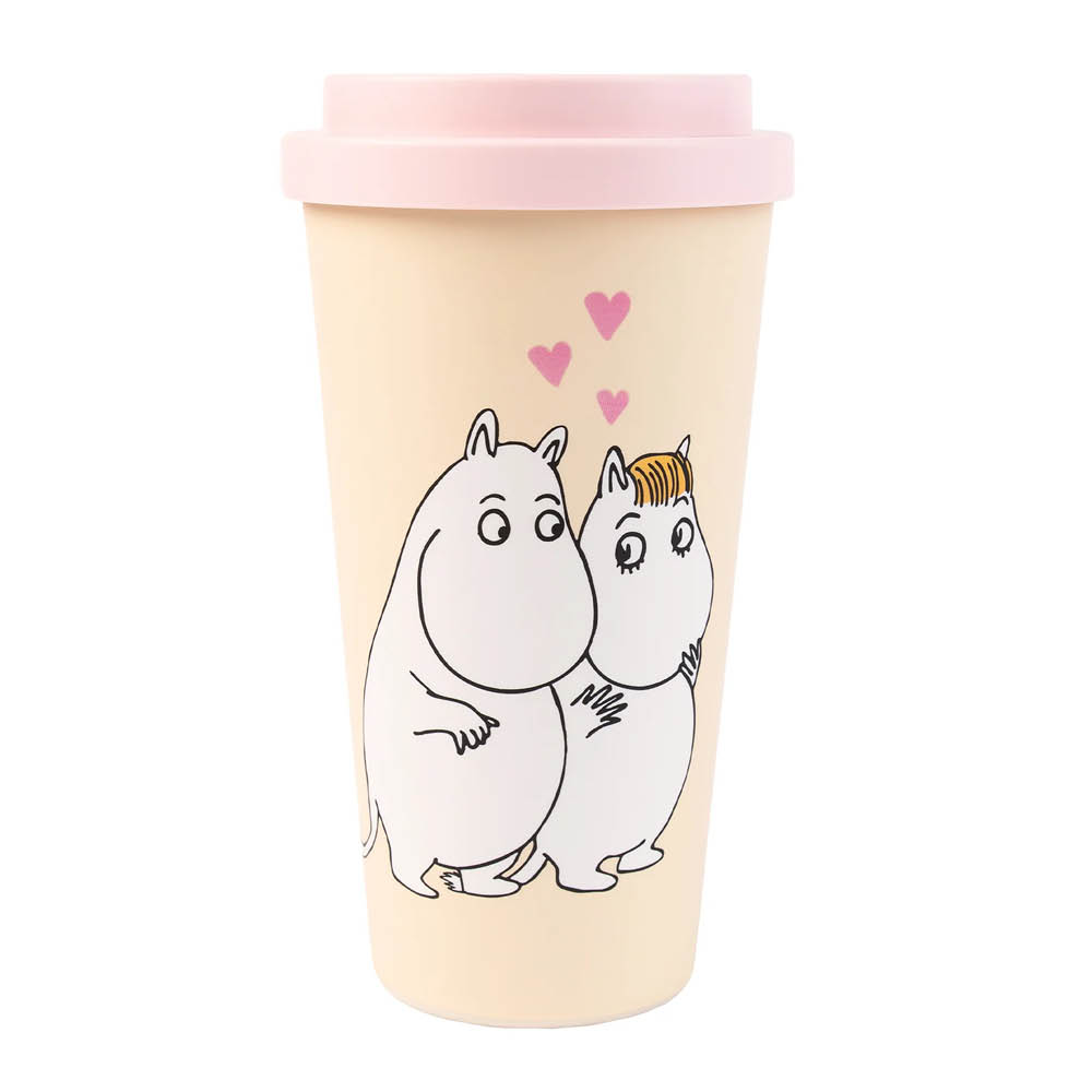 Nordicbuddies Mumin resemugg 45 cl Mumintrollet och Snorkfröken love persika