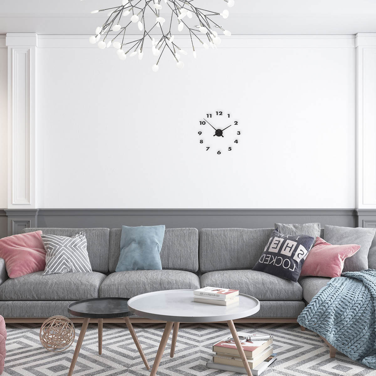 NeXtime Hands väggklocka med siffror 48 cm svart