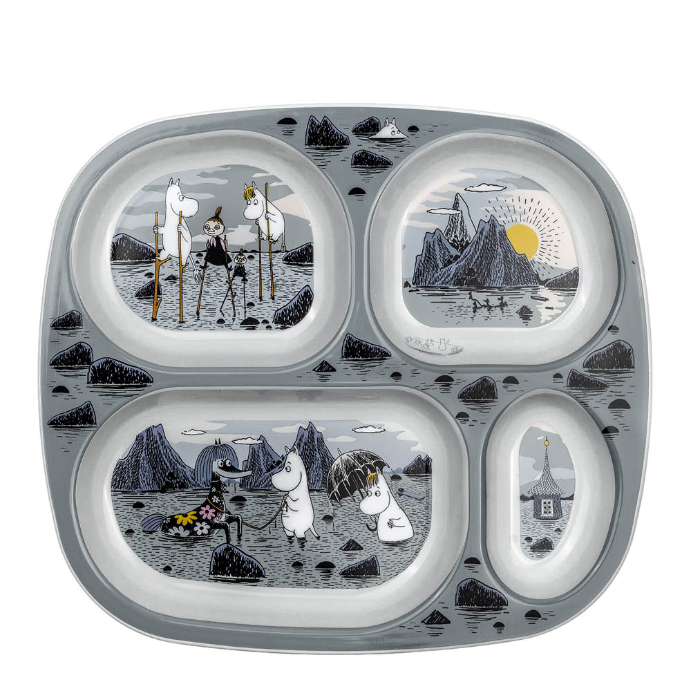 Rätt Start Mumin tallrik med 4 fack Kobbar och skär