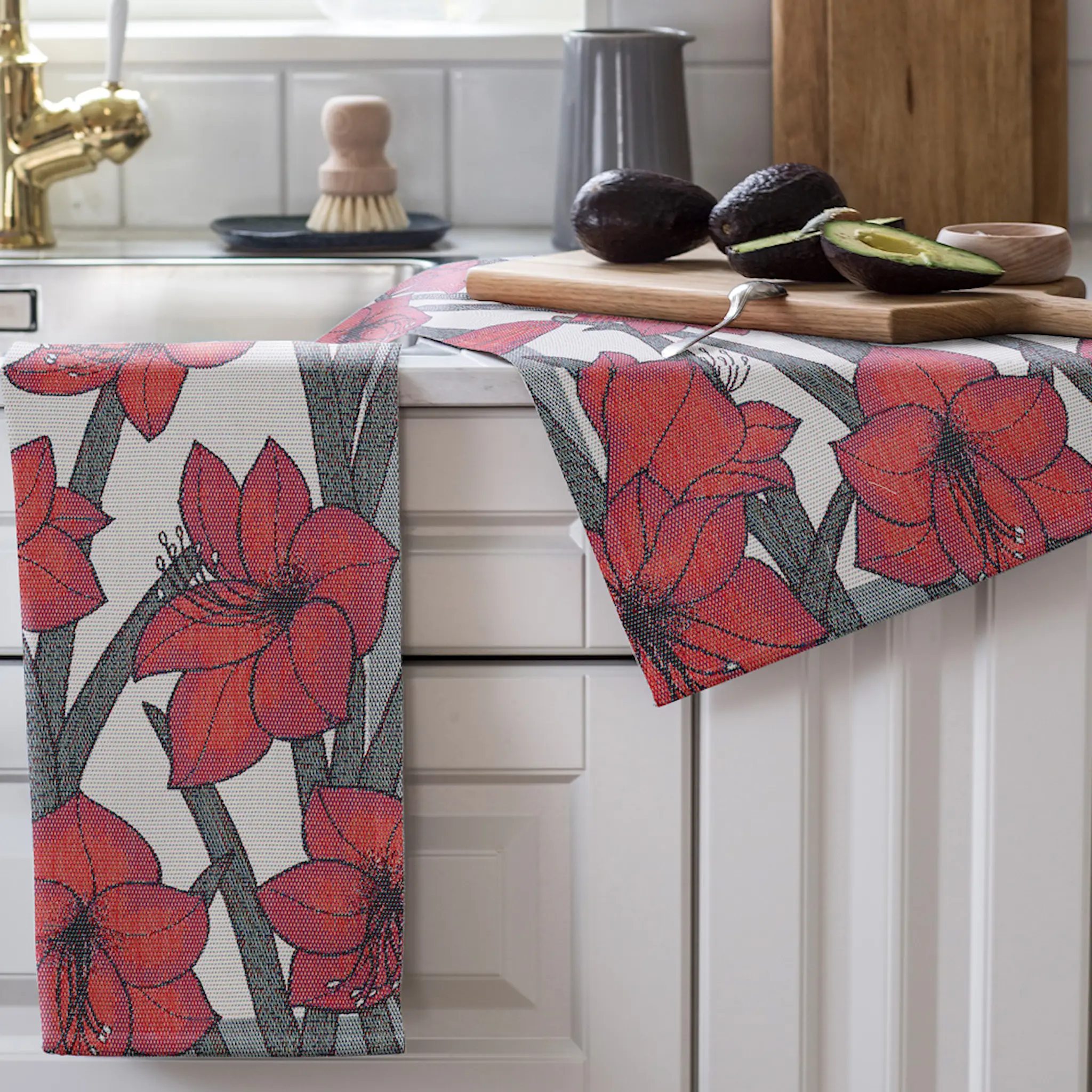 Ekelund Amaryllis Kökshandduk 35x50 Röd