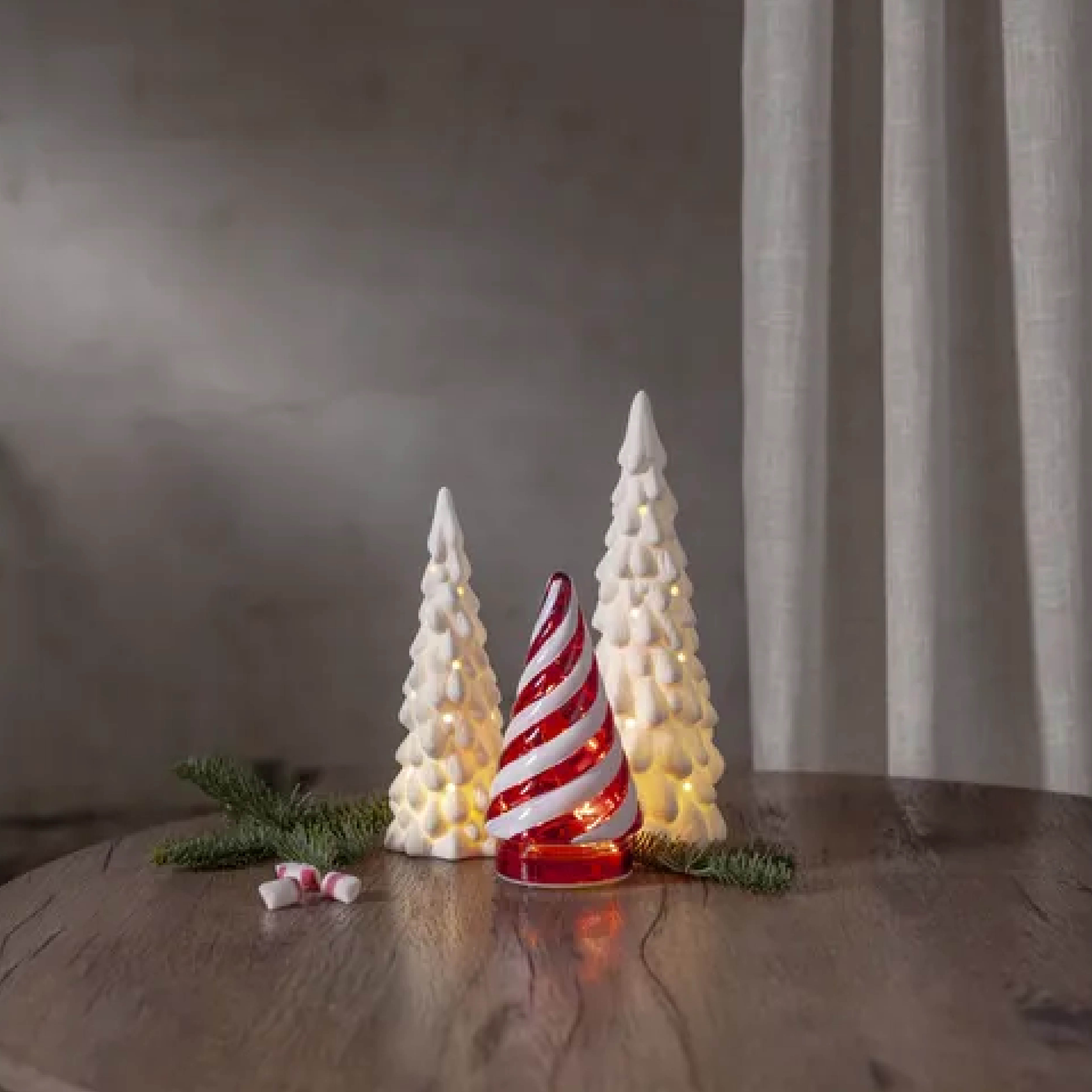 Star Trading Candy Tree bordsdekoration LED 16 cm röd/vit
