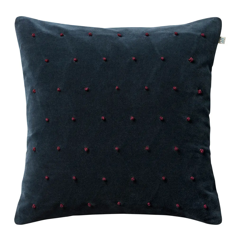 Roma tyynynpäällinen sametti 50x50 cm Sea Blue/Ruby