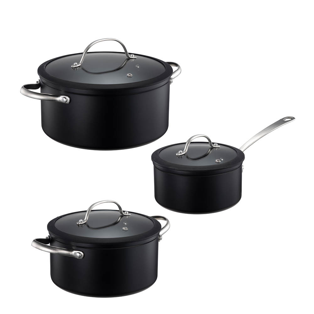 Modern House Black Elegant keramisk grytesett 3 deler svart