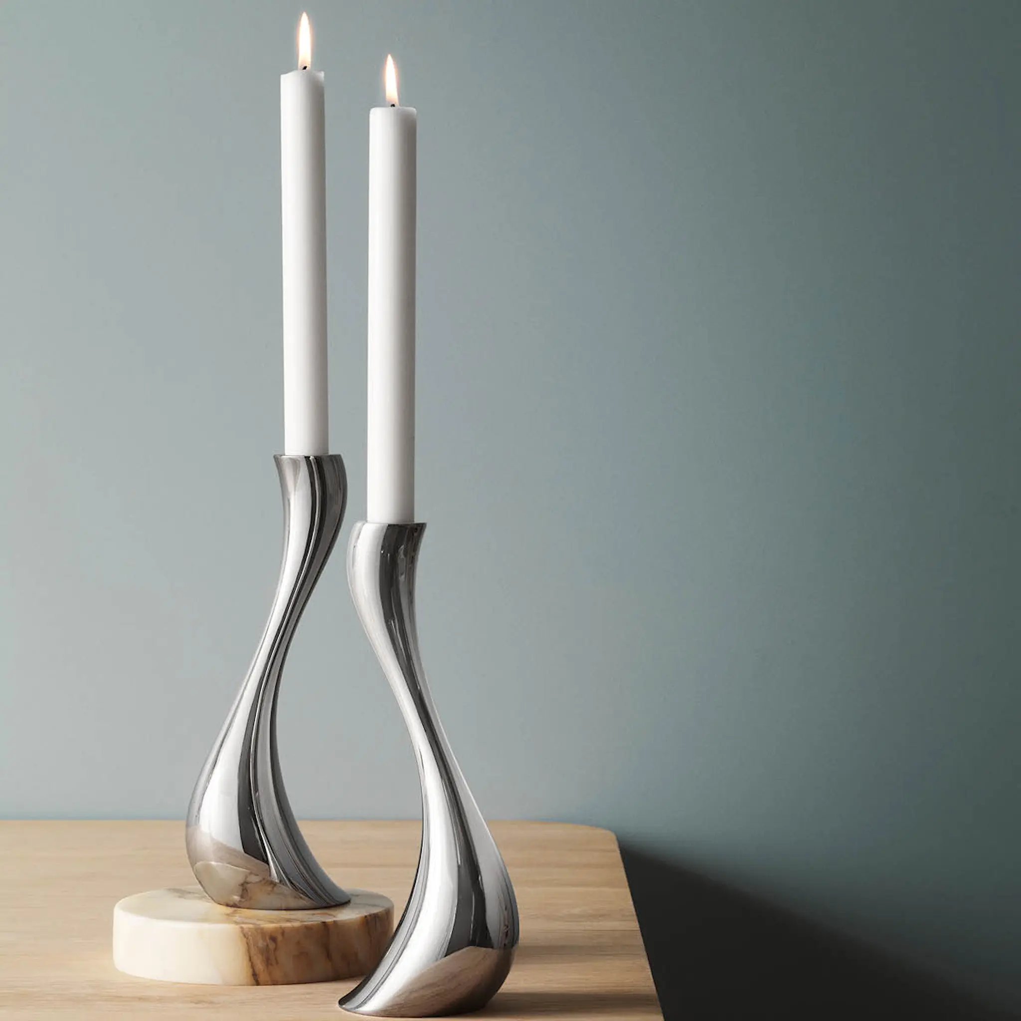 Georg Jensen Cobra Ljusstake 2-pack 20 cm Rostfri Blank