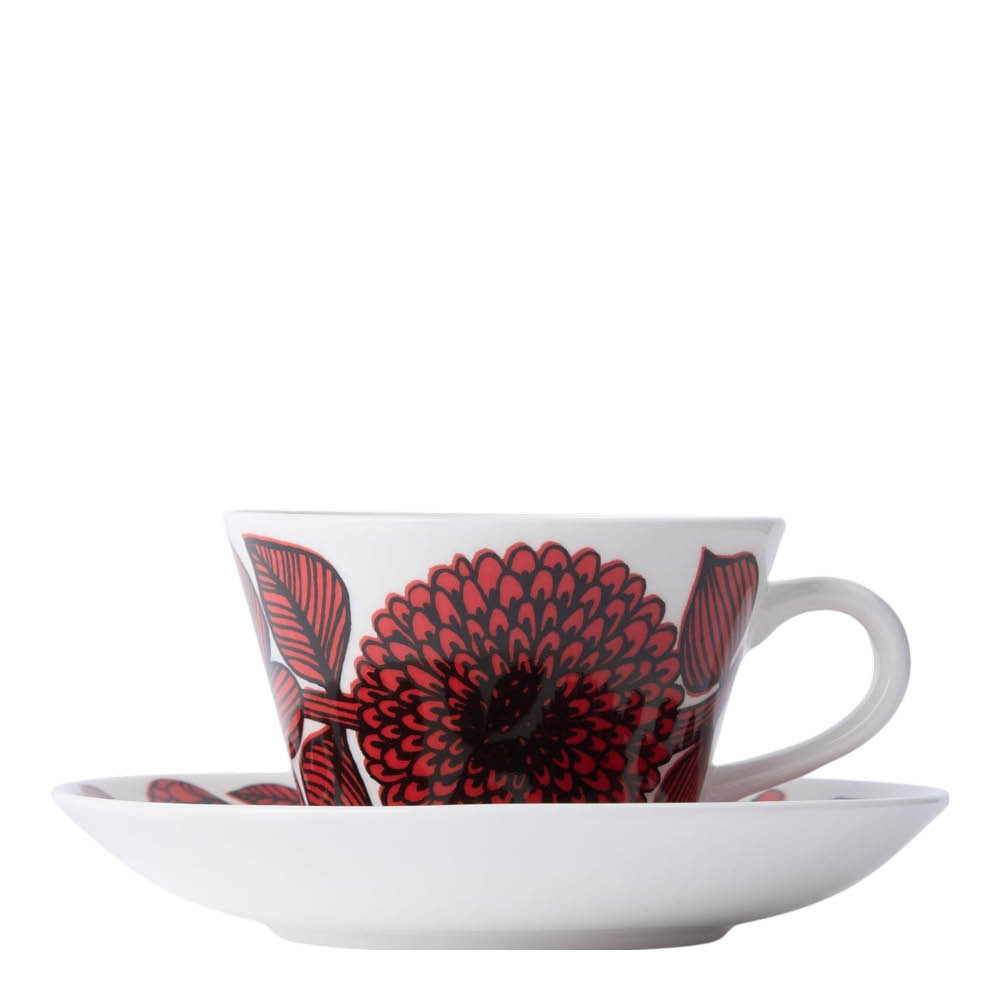 Gustafsberg Aster Rød kaffekopp med skål 15 cl