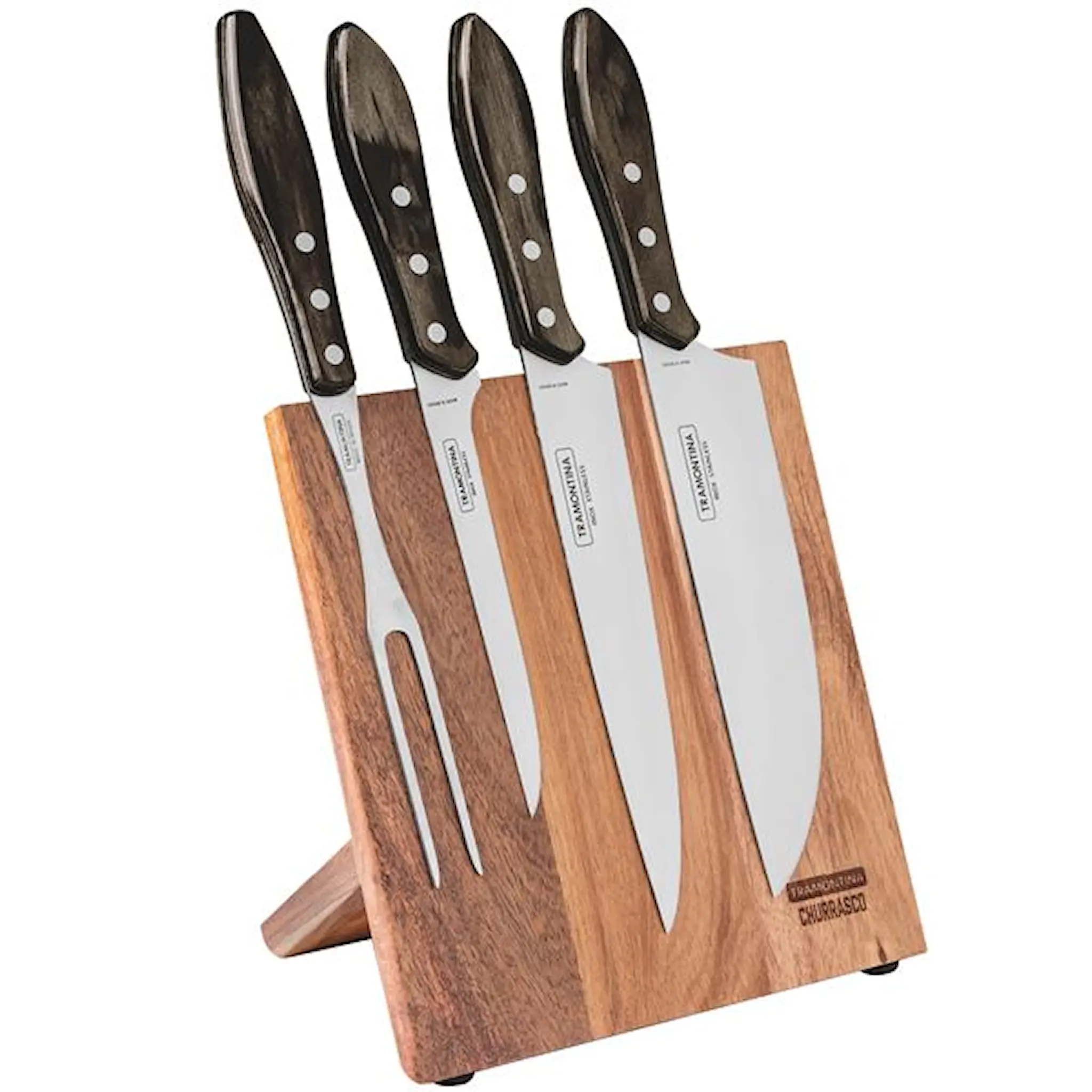 Tramontina Knivset 4 delar med magnetiskt knivblock trä