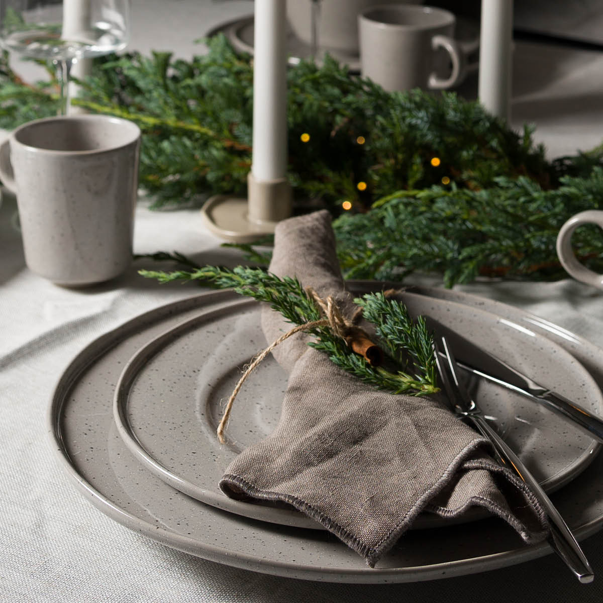 Stiernholm Kirei linserviett 2 stk varmgrå