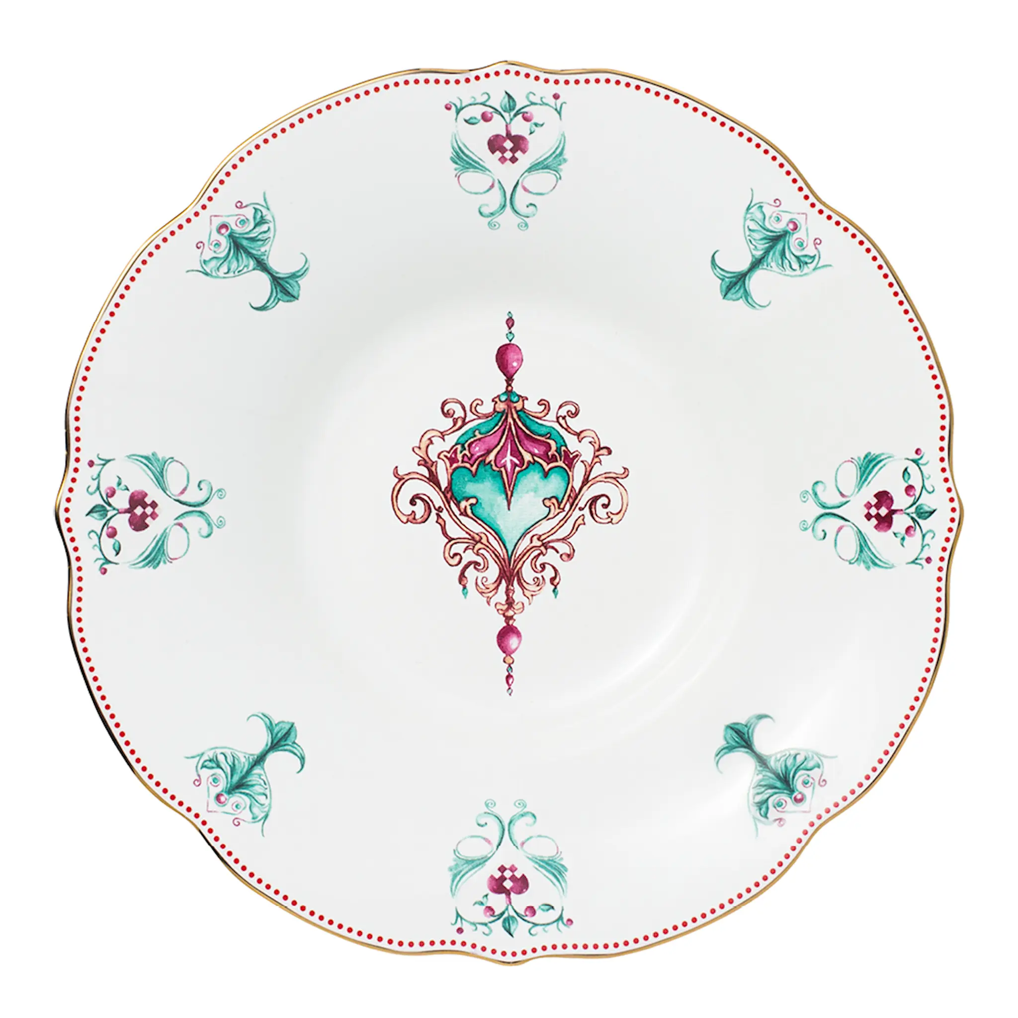 Magnor Lucia Syvä Lautanen 22 cm Valkoinen/Punainen/Vihreä