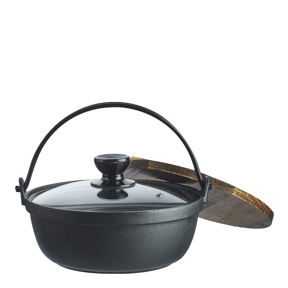 Satake Støpejernsgryte 1,8L  m/glasslokk og trelokk