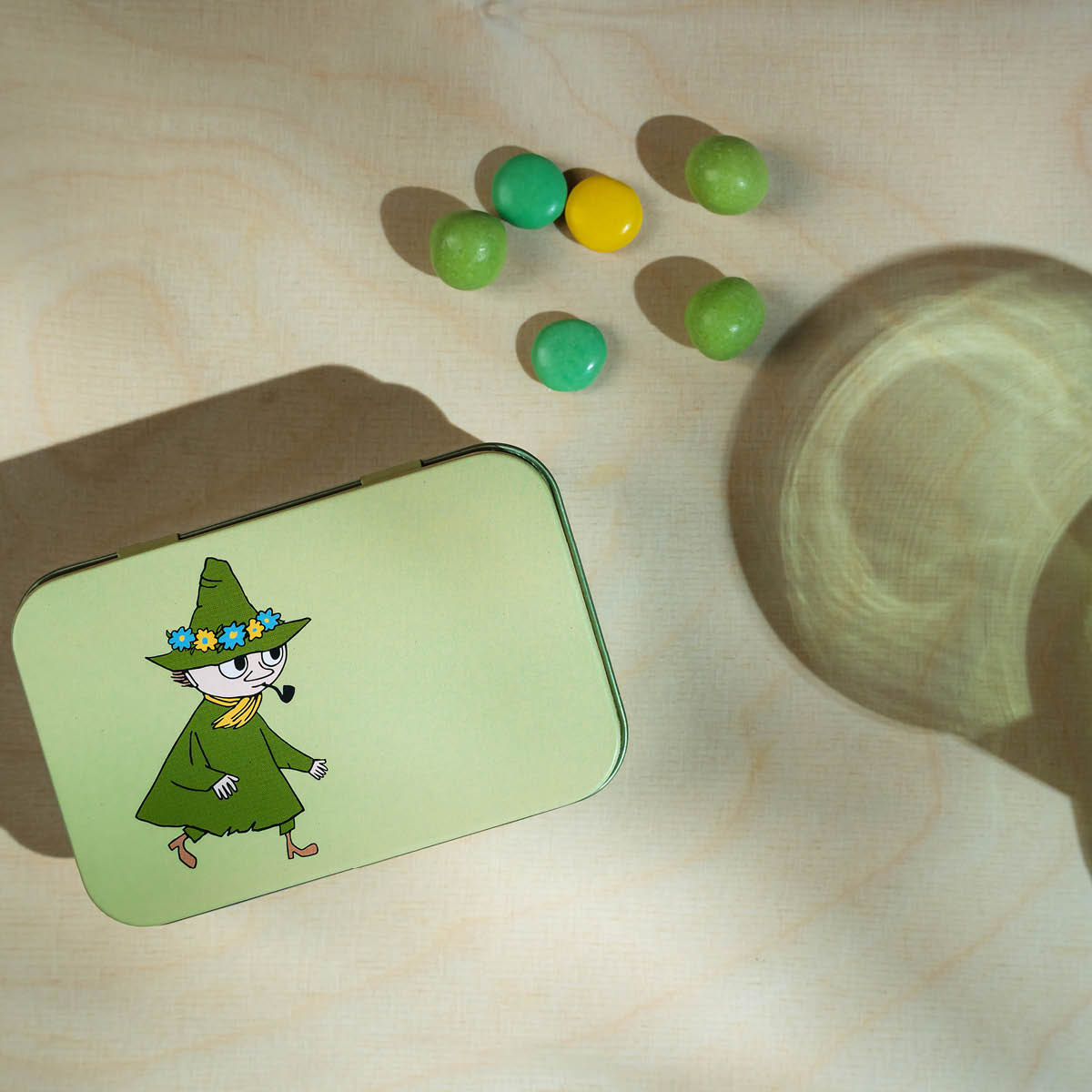 Muurla Muumi Peltipurkki Nuuskamuikkunen 10x6,5 cm Vihreä