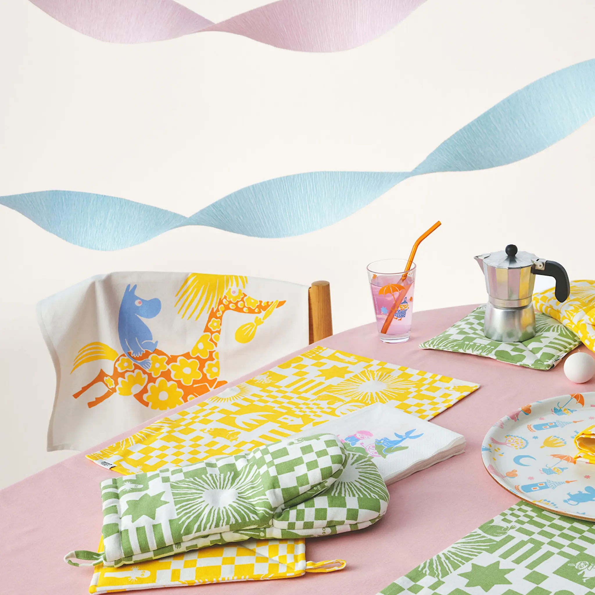 Moomin Arabia Mumin Fest grytlapp 23x23 cm 2-pack gul