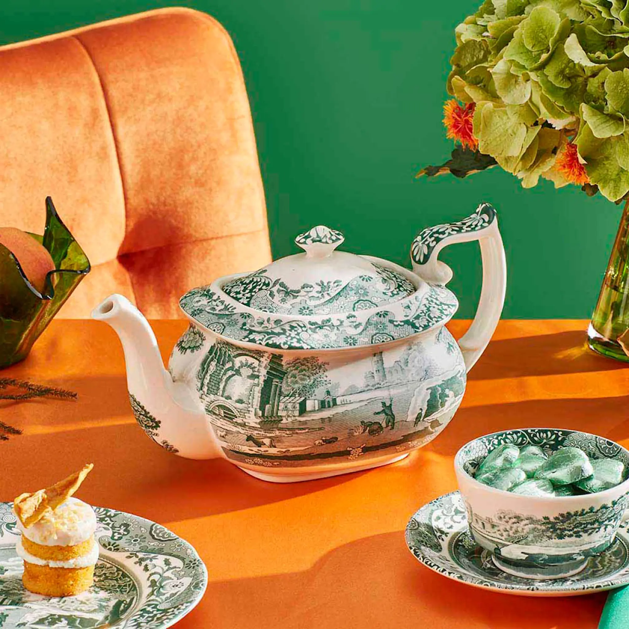 Spode Heritage Green Italian tekanna 1,1 L grön/vit