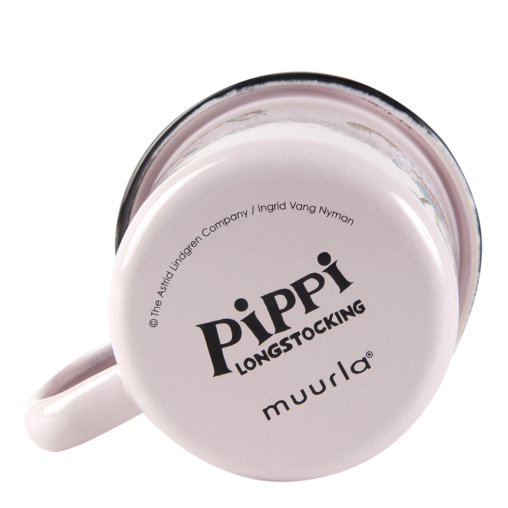 Muurla Pippi Långstrump Emaljmugg Pippi & Lilla Gubben 15 cl Rosa