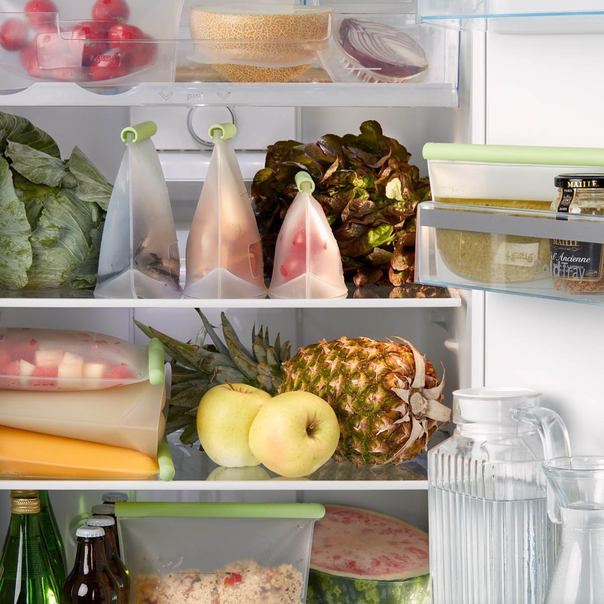 Lékué Återanvändbar silikonpåse 3 delar 0,5/1/1,5 L grön