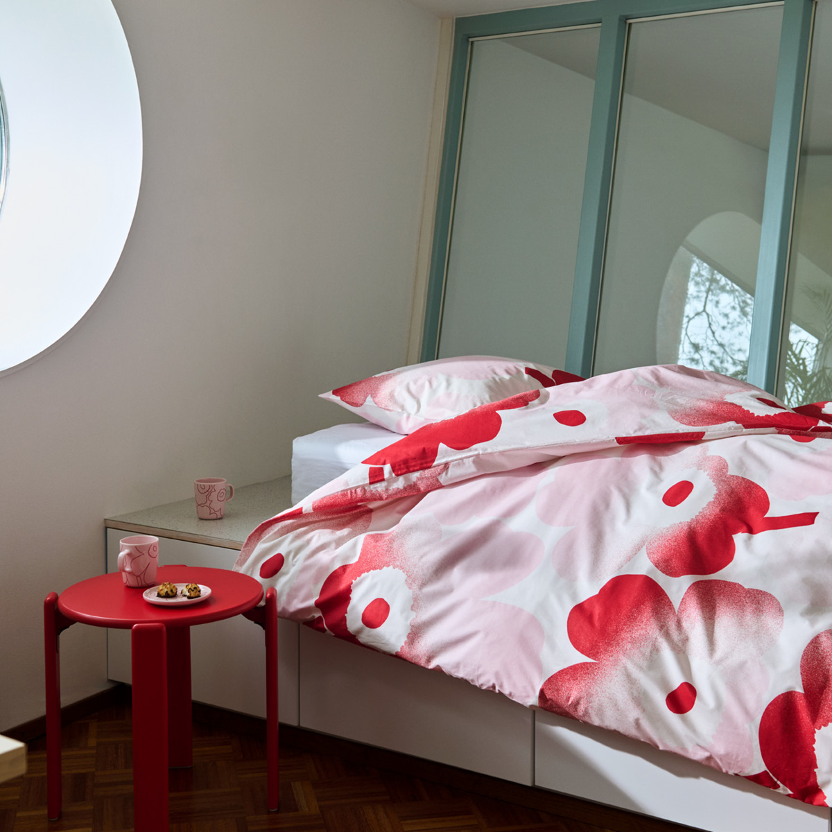 Marimekko Unikko sengesett 210x150 cm rosa/rød
