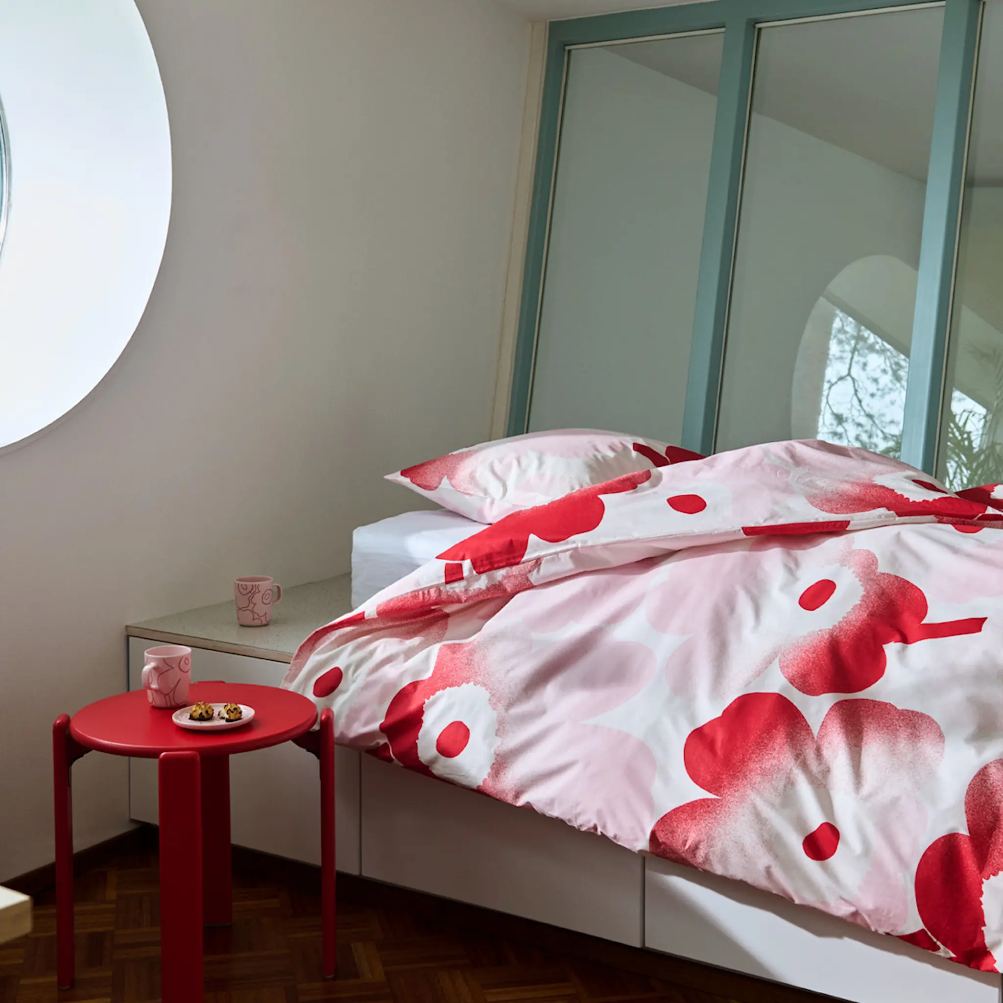 Marimekko Unikko sengesett 210x150 cm rosa/rød hover