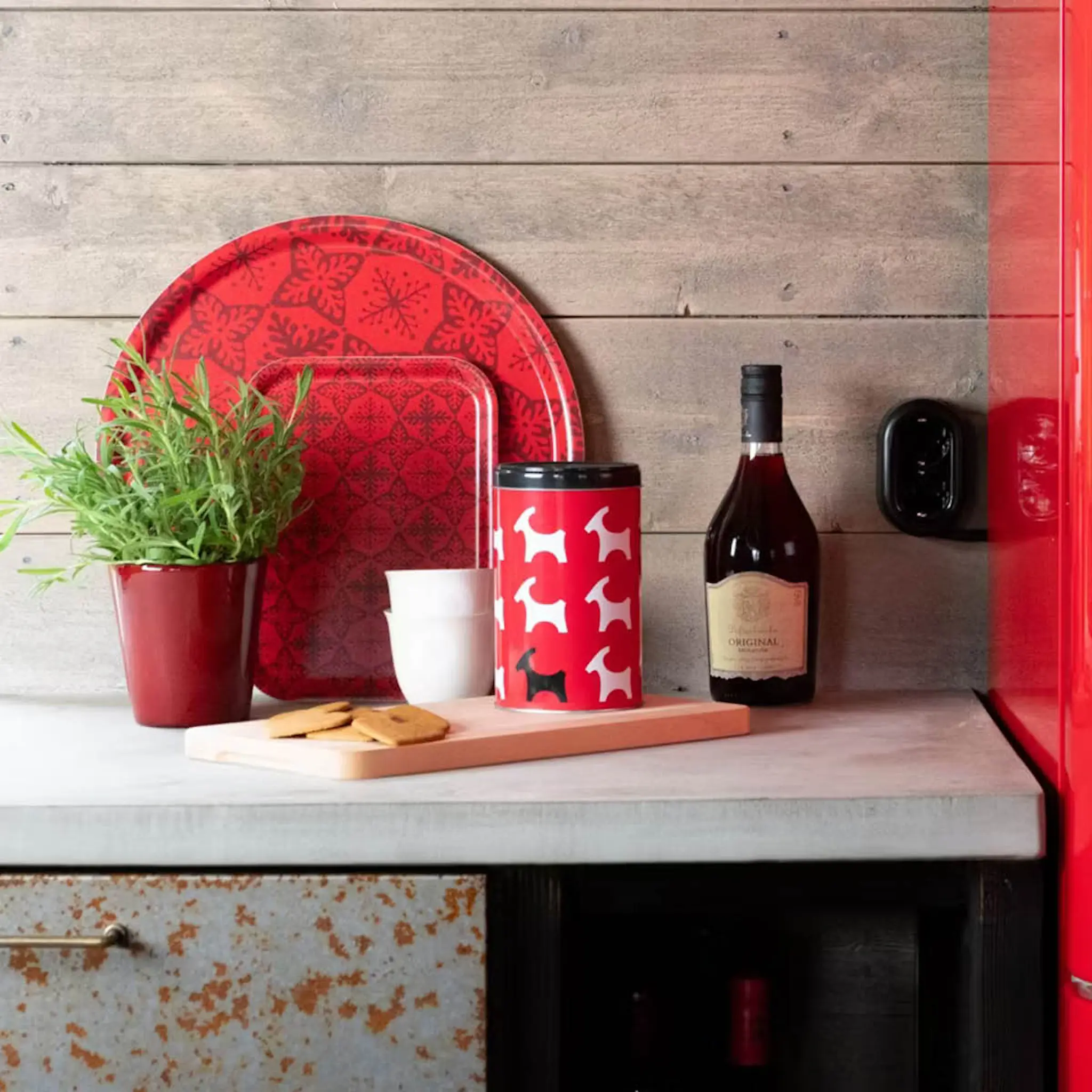 Rotor Design Serveringsbricka 27x20 cm snöstjärna röd