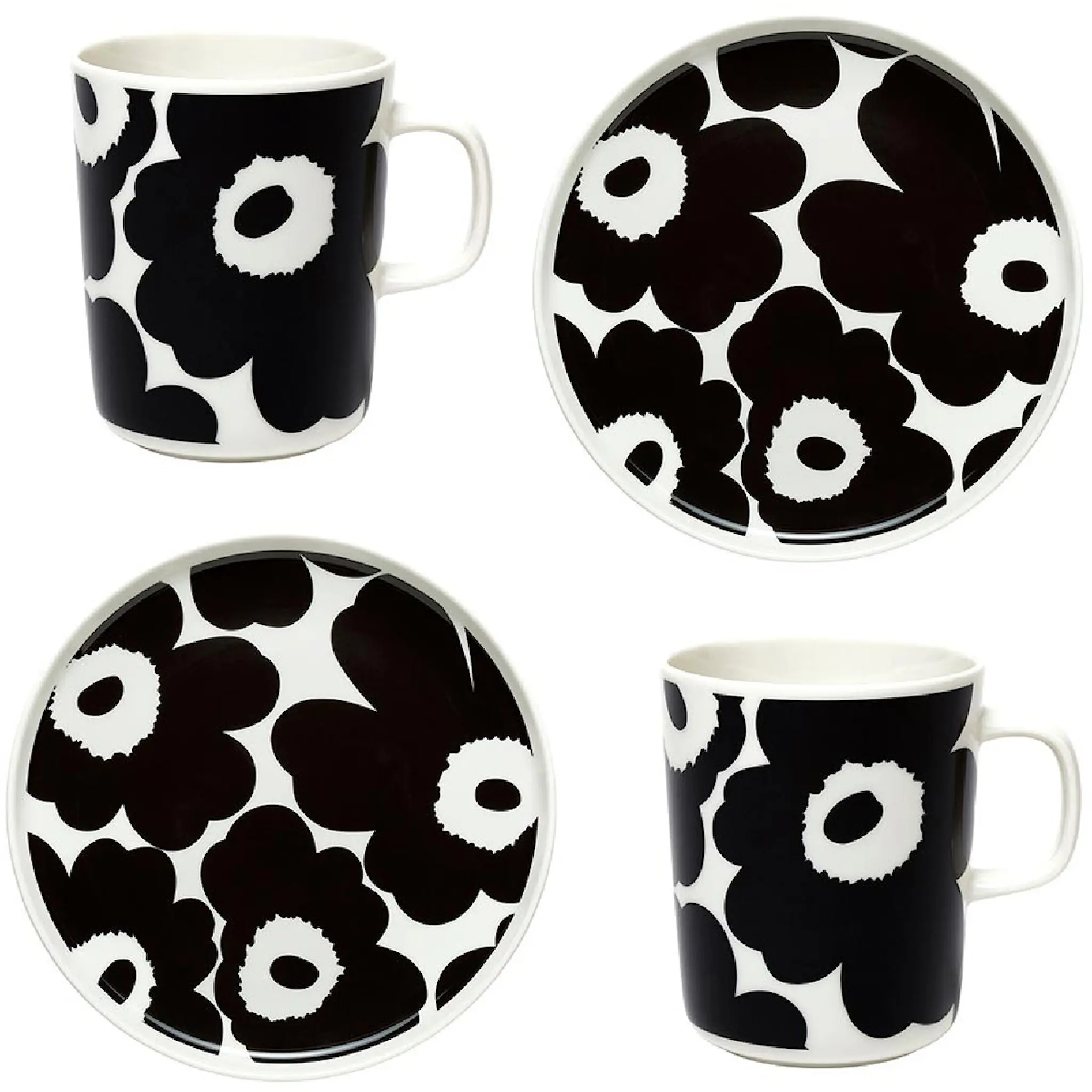 Marimekko Unikko frukostset 4 delar 25 cl svart/vit