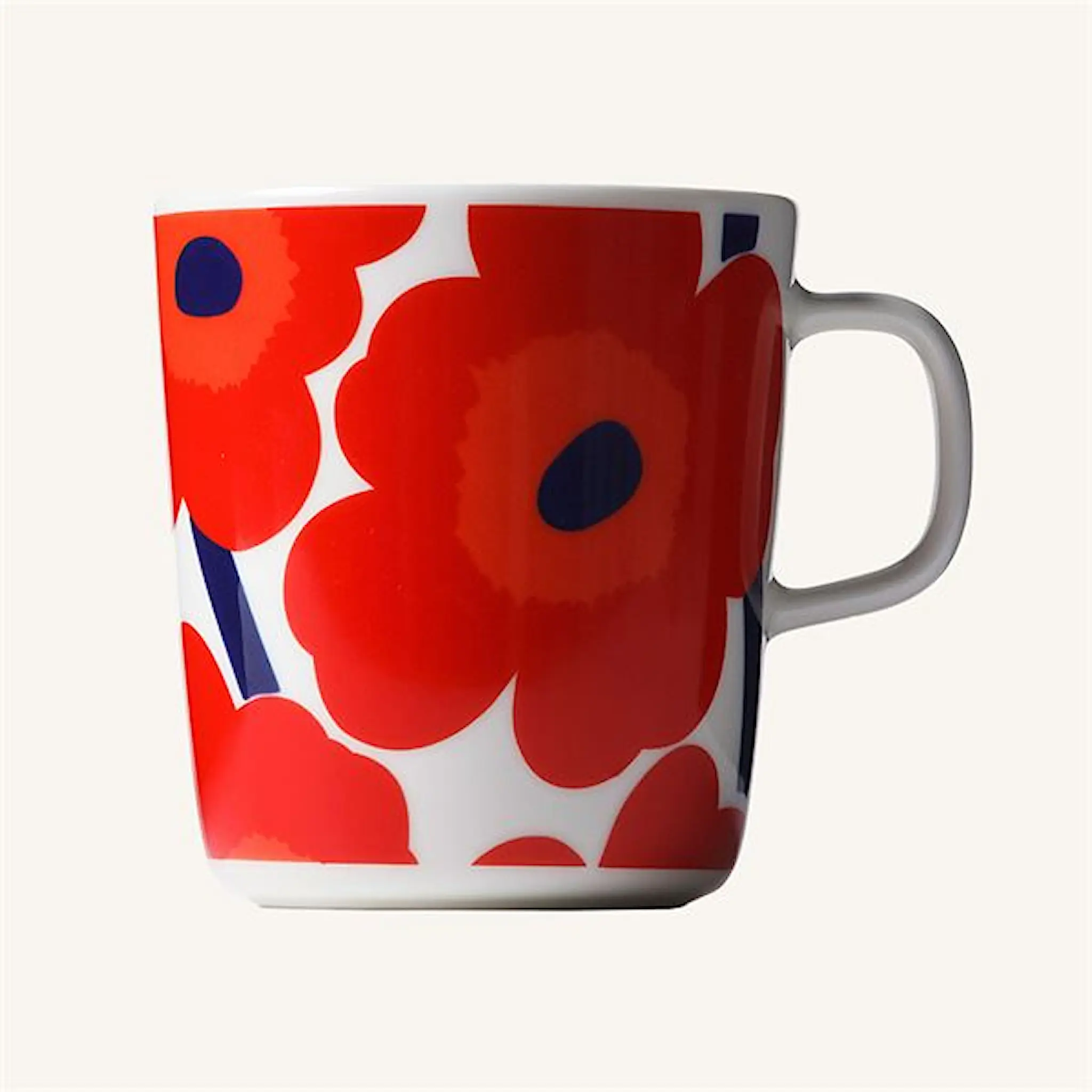 Marimekko Oiva Unikko mugg 40 cl vit/röd