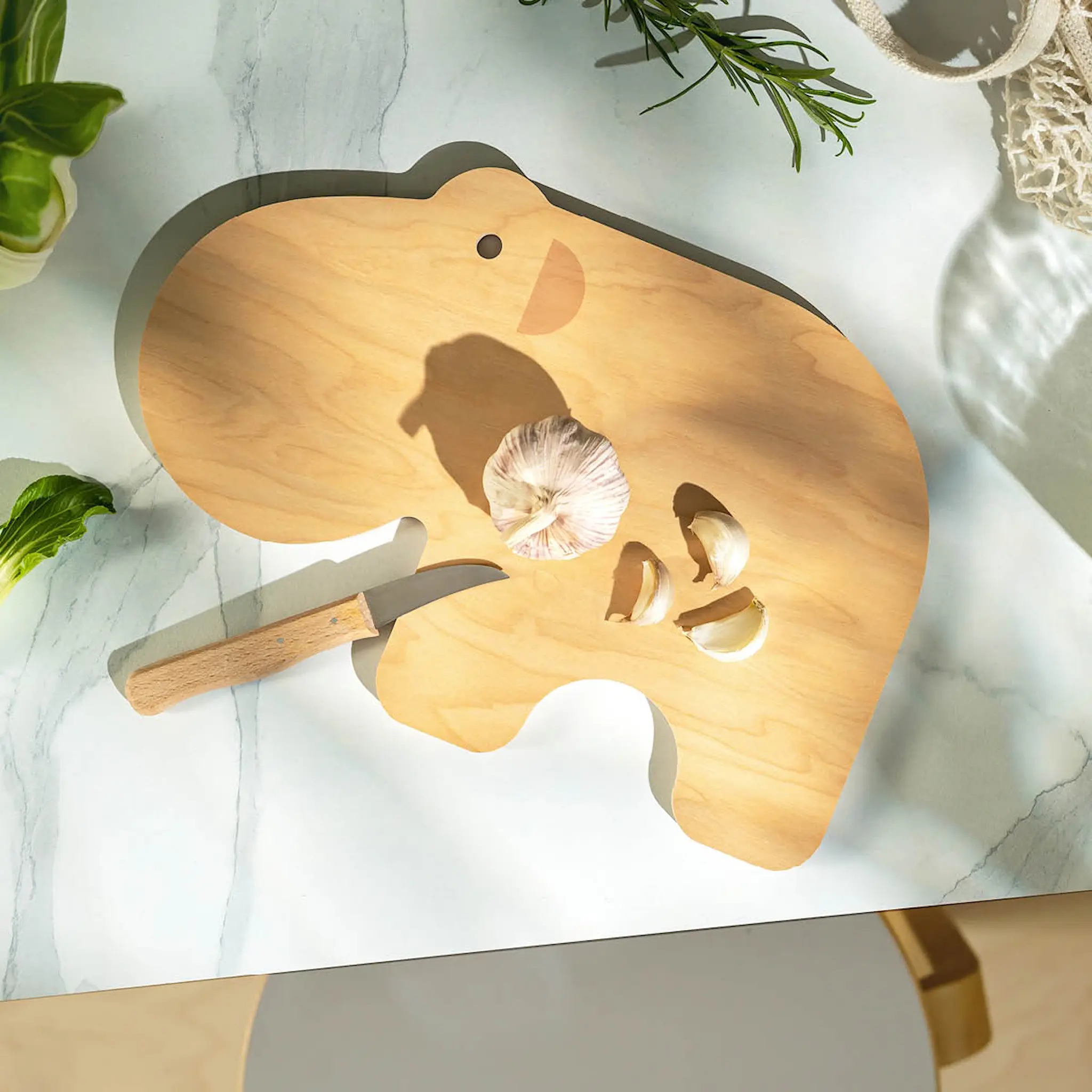 Muurla Fauna skärbräda/serveringsbricka Flodhäst 31x21 cm lila