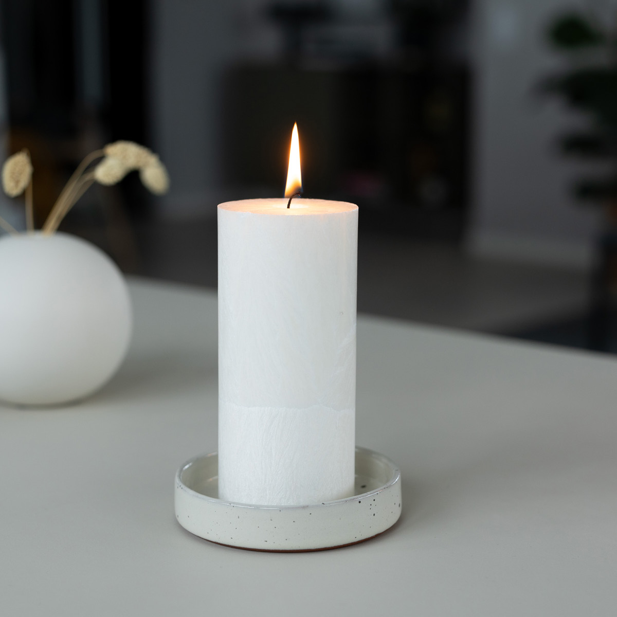 Liljeholmens Shea blokklys 6,7x15 cm hvit