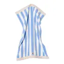 Handduk blockrandig 100x150 cm himmelsblå/vit/månstråle