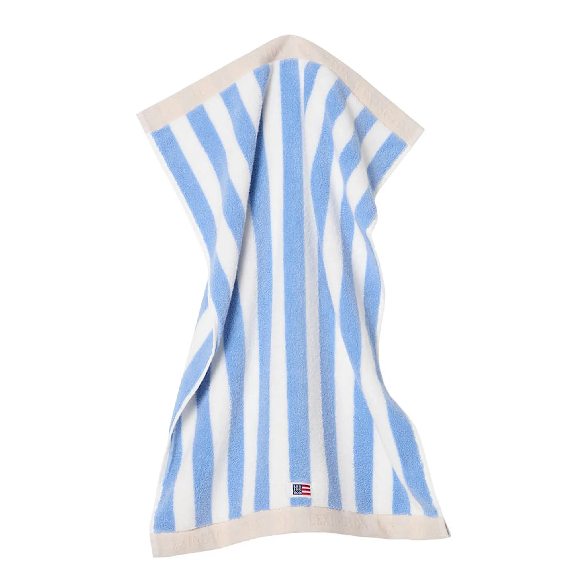 Lexington Handduk blockrandig 100x150 cm himmelsblå/vit/månstråle