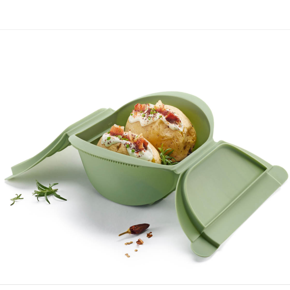 Lékué Ångkokare djup för mikrovågsugn 4 port. grön