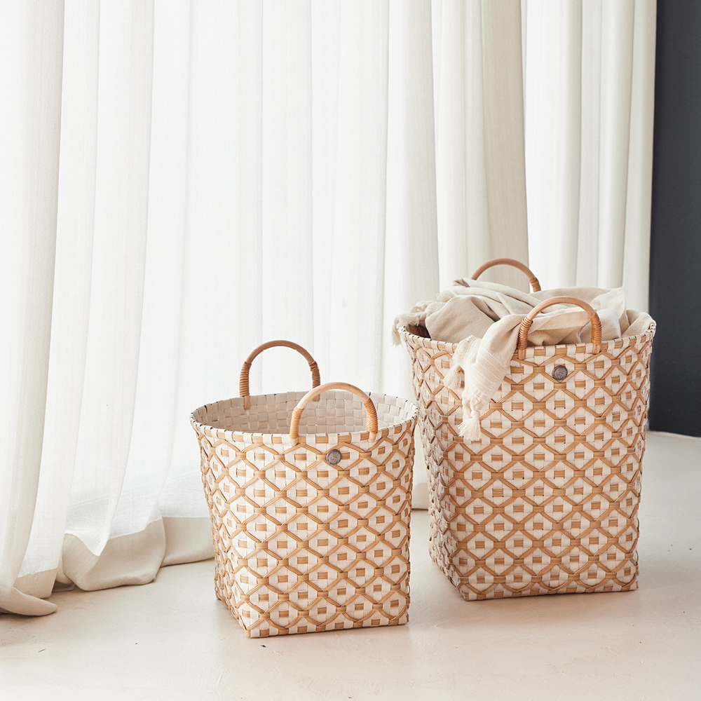 Handed By Ivy & Rose stor kurv m/håndtak 35x35 cm champagne