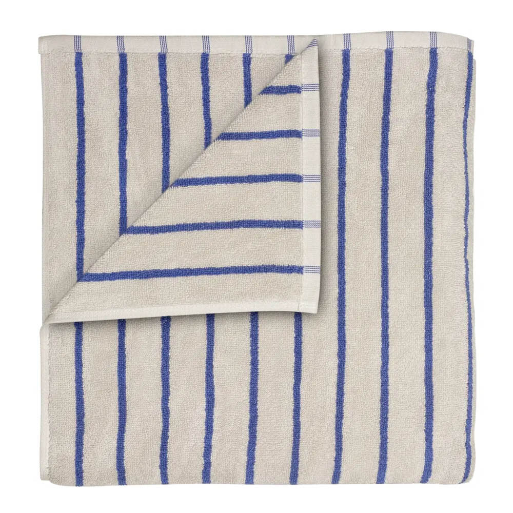 Blomus Arto badhandduk 140x70 cm beige/blå smalrandig