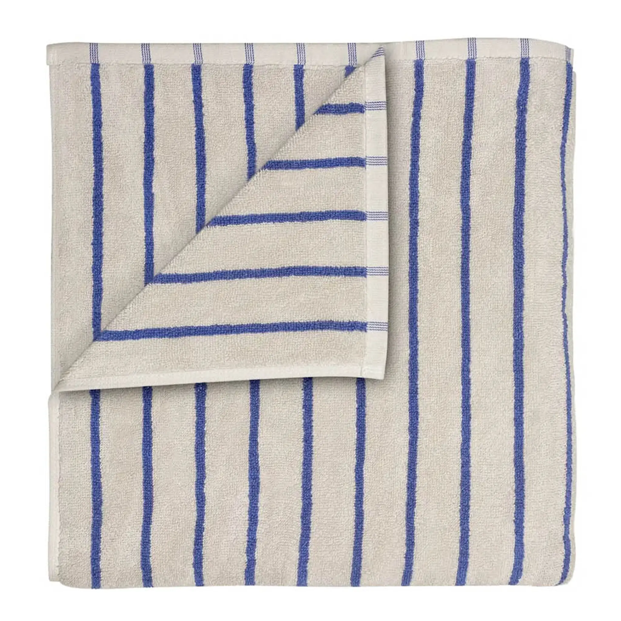 Blomus Arto badhandduk 140x70 cm beige/blå smalrandig