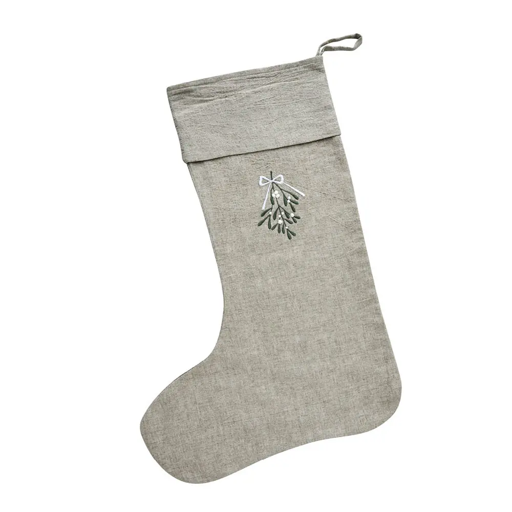 Missine julestrømpe 51 cm lin/grønn