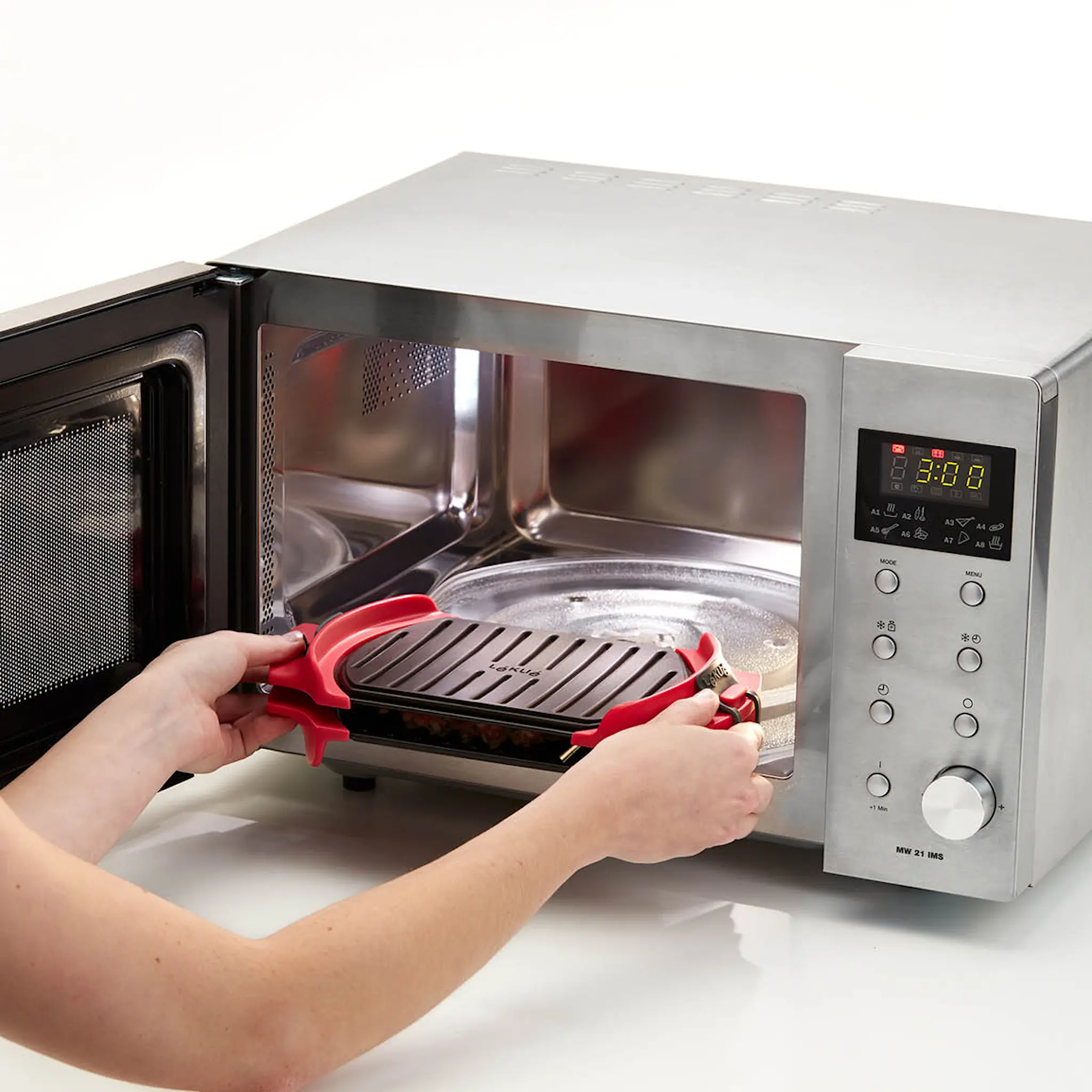 Lékué Grill för mikrovågsugn 26x15 cm röd