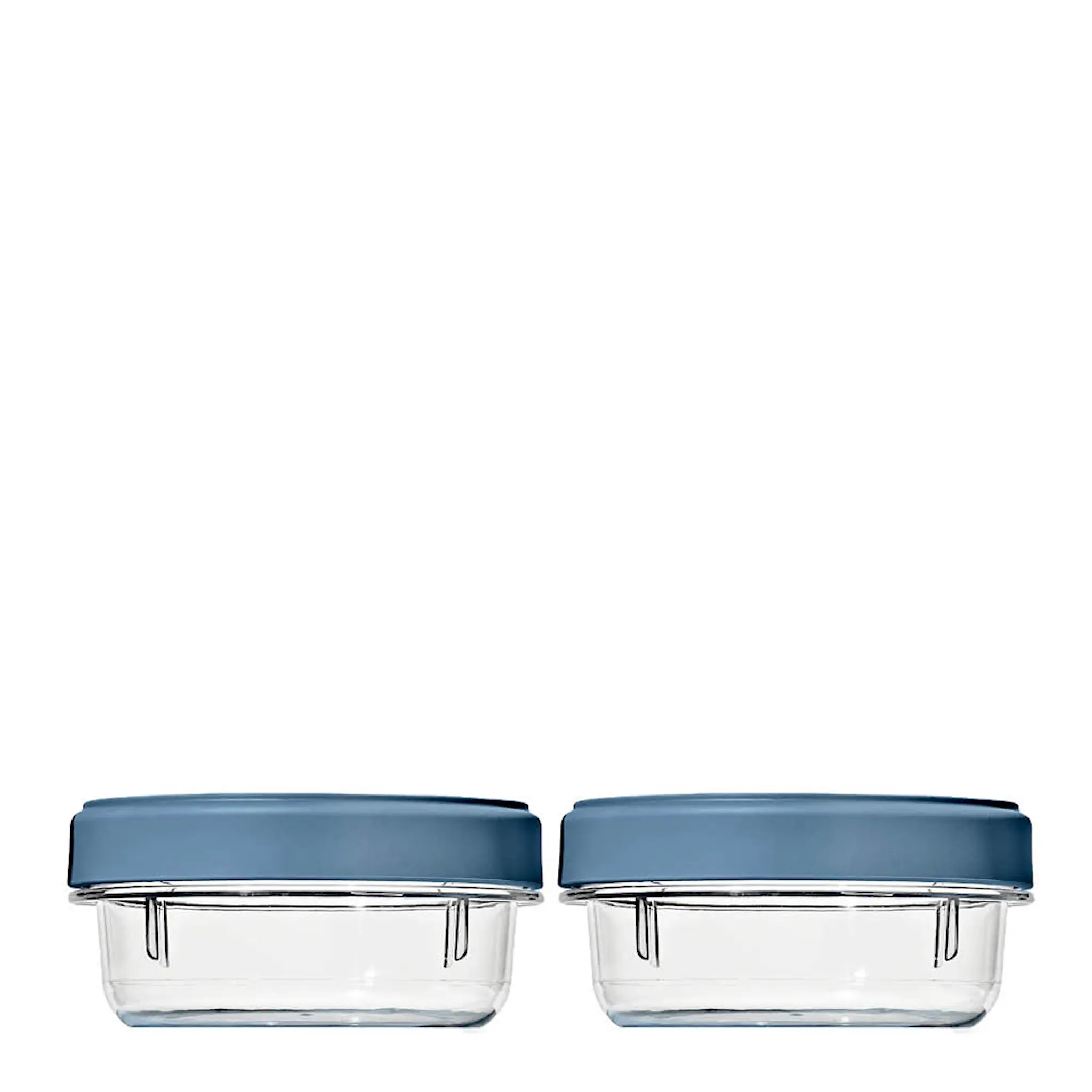 Oxo Twist & Stack förvaringsburk 35,5 cl 2-pack med lock klar/blå