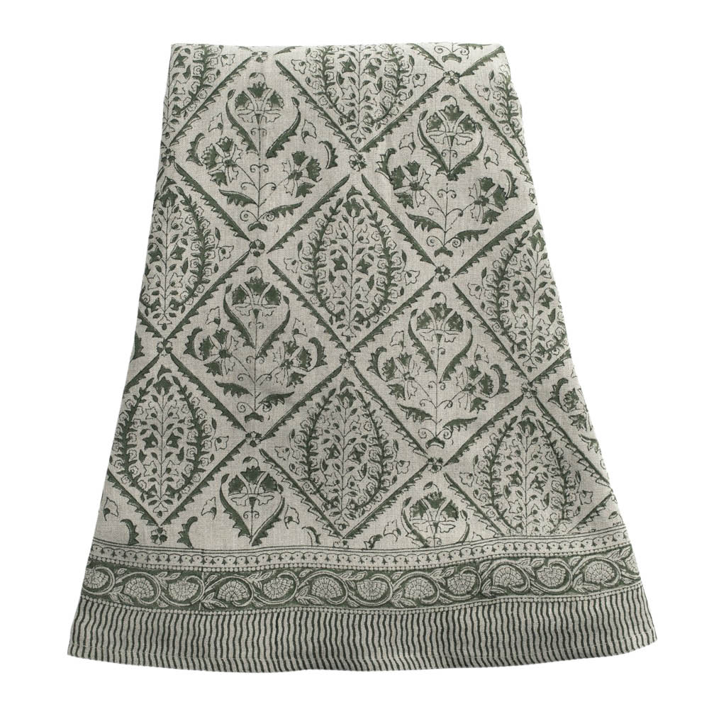 Chamois Jaipur duk linne Ø220 cm mossgrön