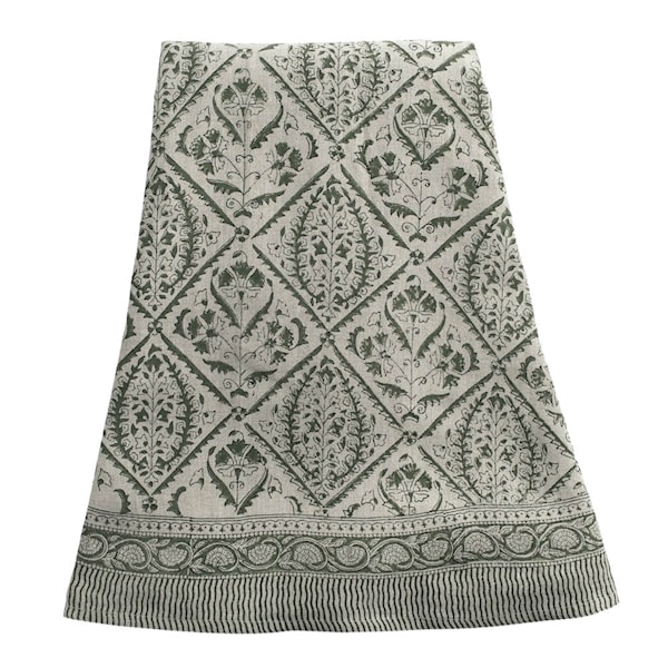 Jaipur duk linne Ø220 cm mossgrön