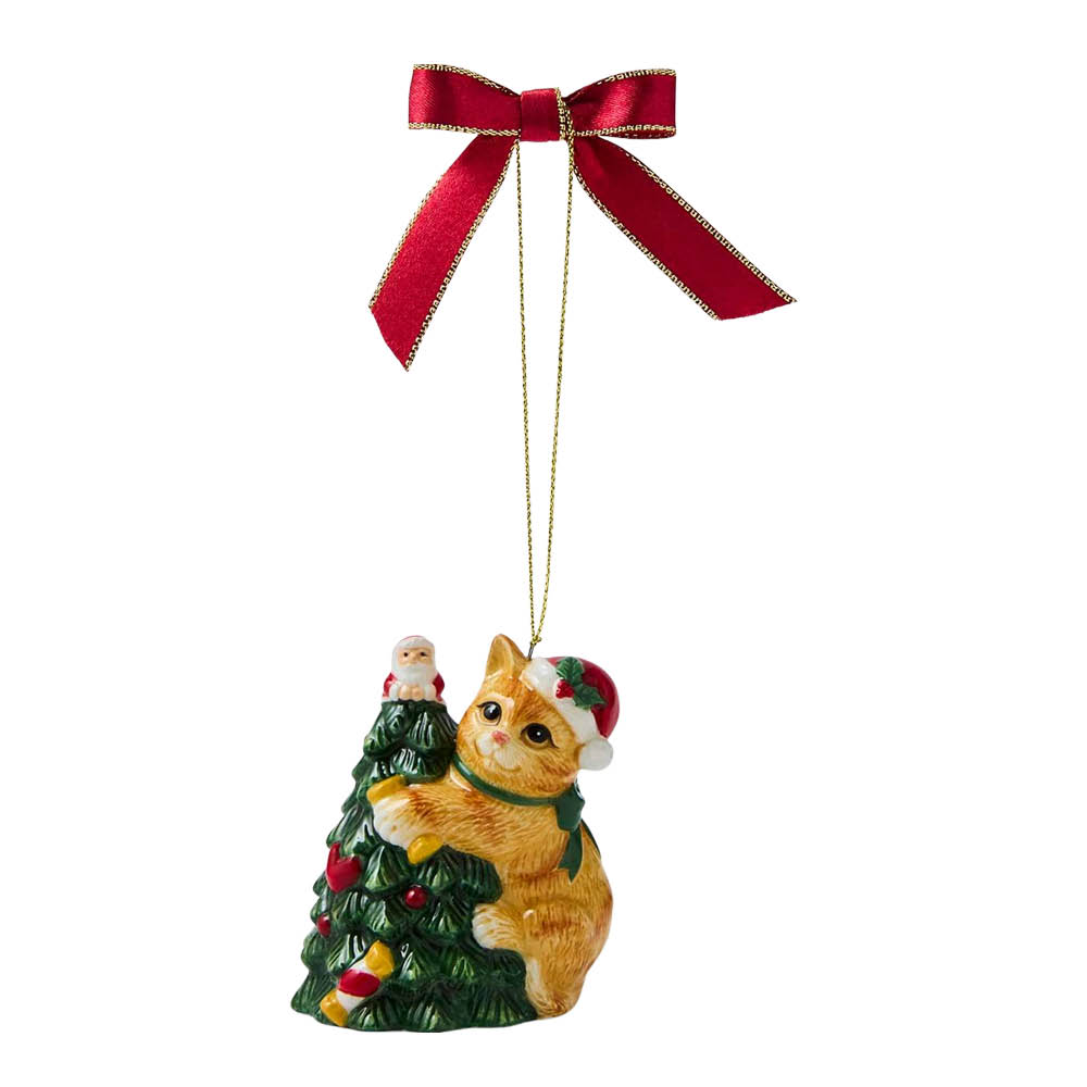 Spode Christmas Tree juletrepynt Cat Grabbing Tree