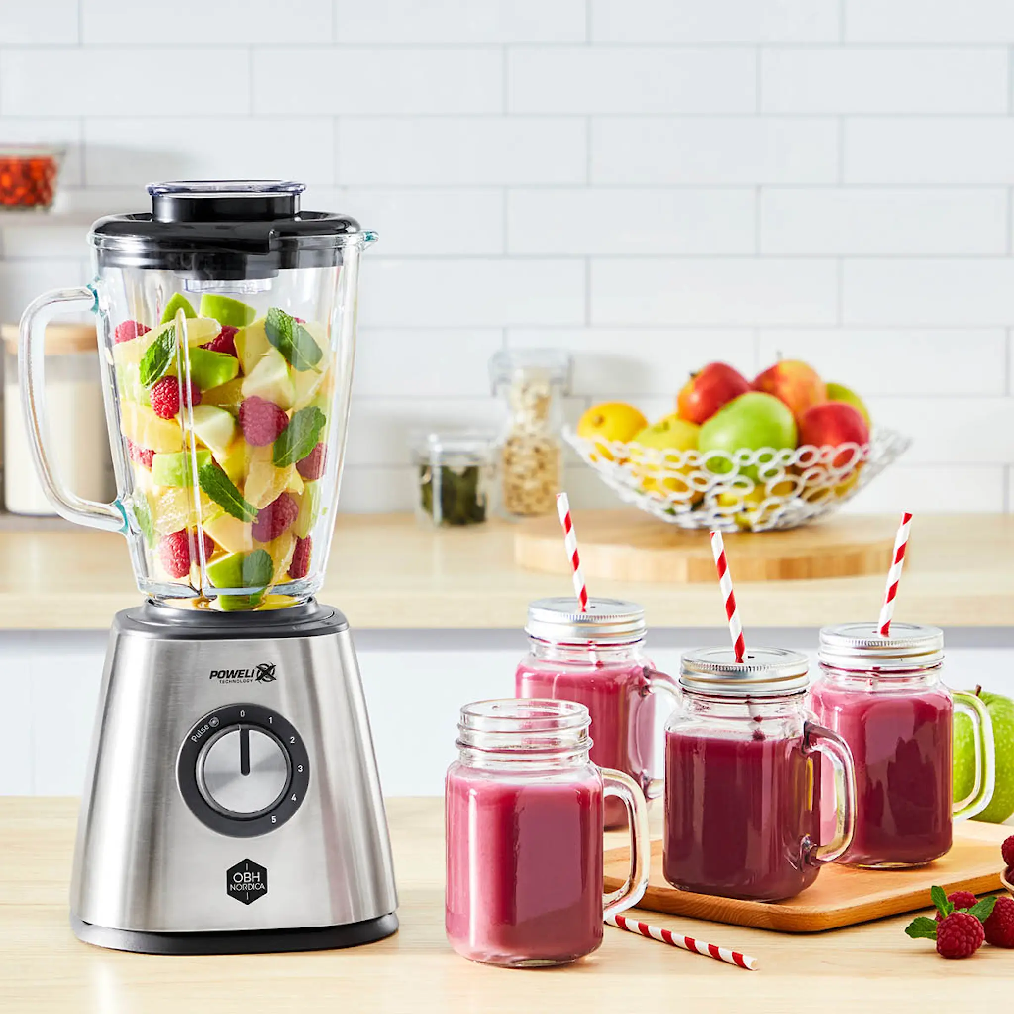 OBH Nordica Blendforce blender med glaskanna 1,25 L rostfritt stål